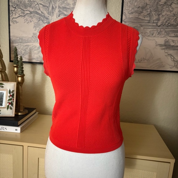 THE KOOPLES Romantic Mixed Knit Crop Top In Orange Size Medium - Picture 2 of 7